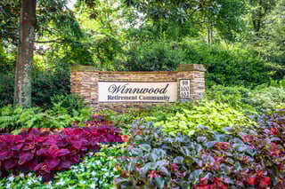Welcome sign at Winnwood Retirement Community