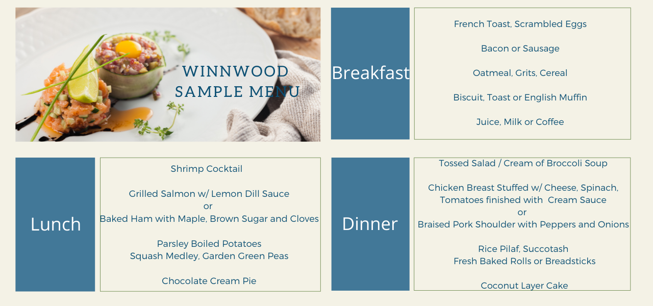 Winnwood Sample Menu